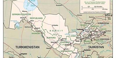 Քարտեզը Ուզբեկստանի շրջապատող երկրների